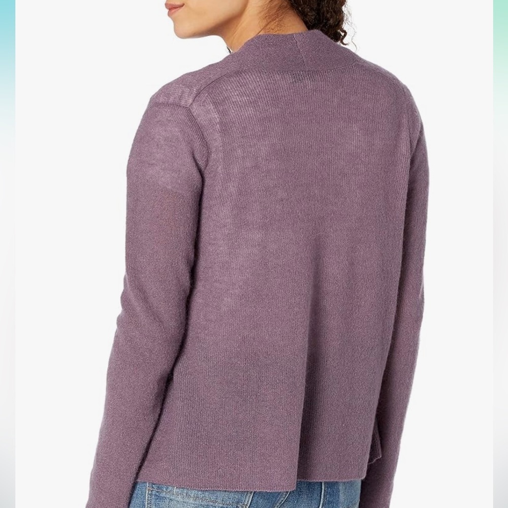 Vince NWT mohair and wool blend ribbed open cardigan in Purple Fig - Picture 2 of 11